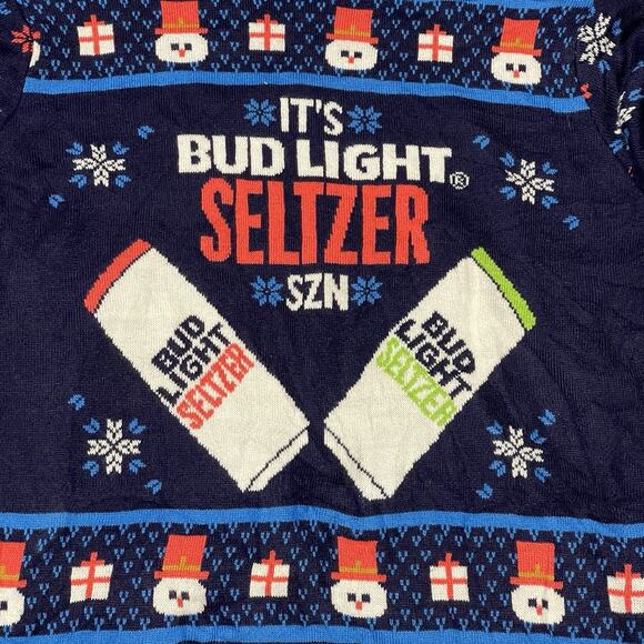 Size Large Unisex Bud Light Seltzer Beer Ugly Holiday Christmas Sweater - Picture 2 of 6